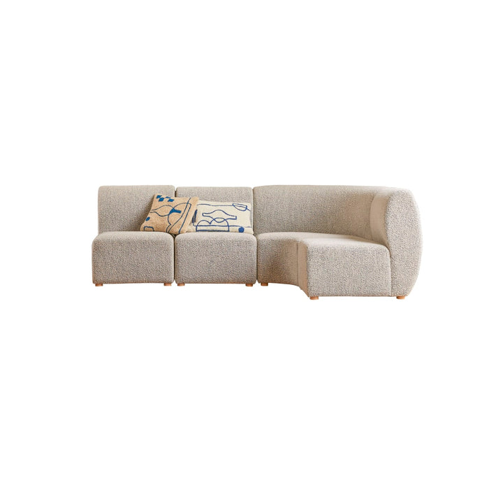 Tikamoon - Modulaire 4-zitshoekbank van massief acacia en grijze stof