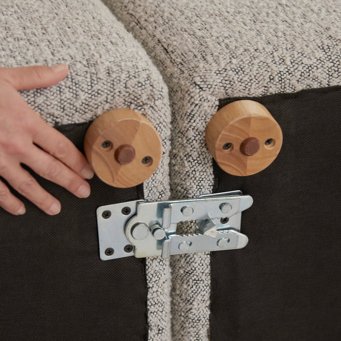 Tikamoon - Modulaire 4-zitshoekbank van massief acacia en grijze stof