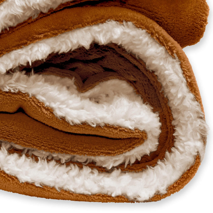 Unique Living | Lars coral fleece|suede plaid 150x200cm leather brown