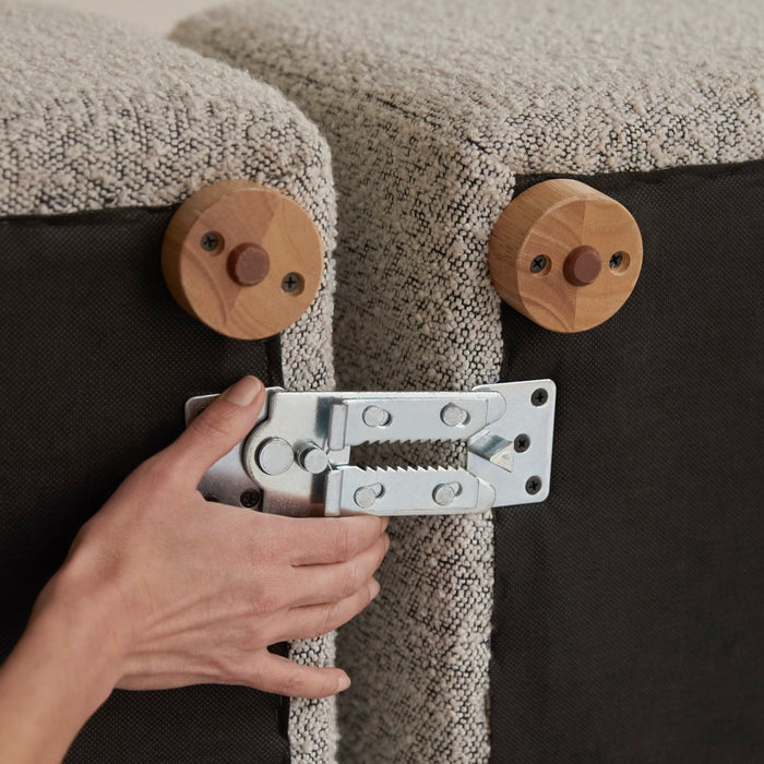 Tikamoon - Modulaire fauteuil van massief acaciahout en grijze stof