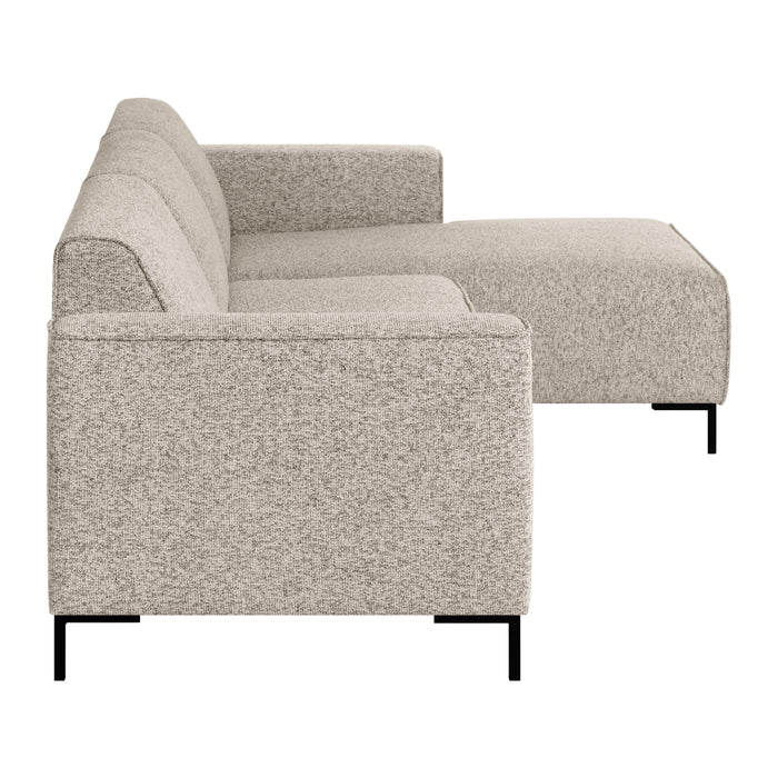 by fonQ Loft Hoekbank met Chaise Longue Rechts - Chenille Melange - Grijs