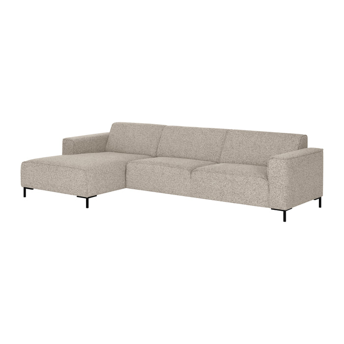 by fonQ Loft Hoekbank met Chaise Longue Links - Chenille Melange - Grijs