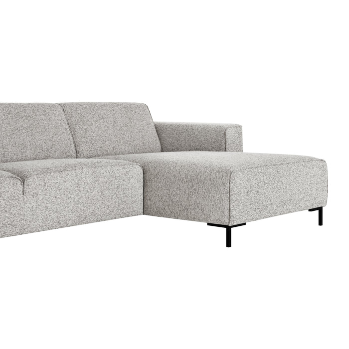 by fonQ Loft Hoekbank met Chaise Longue Links - Chenille Melange - Grijs