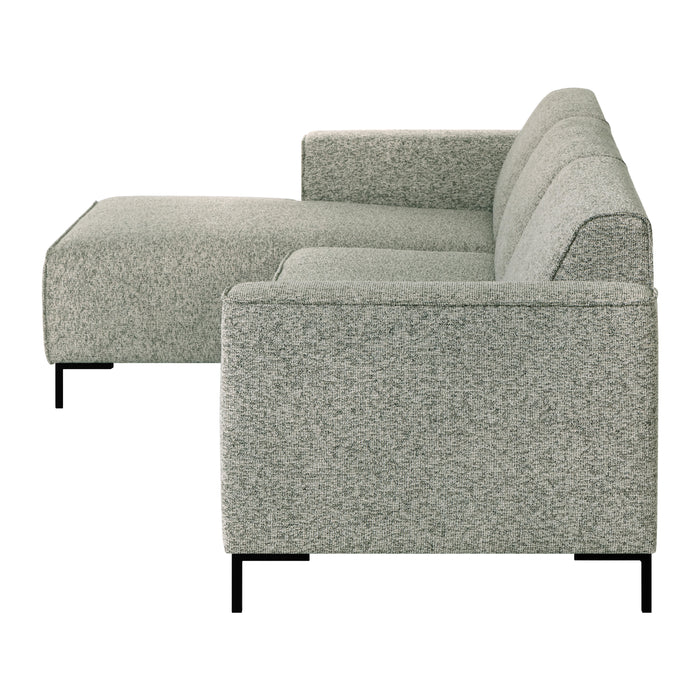 by fonQ Loft Hoekbank met Chaise Longue Links - Chenille Melange - Mintgroen