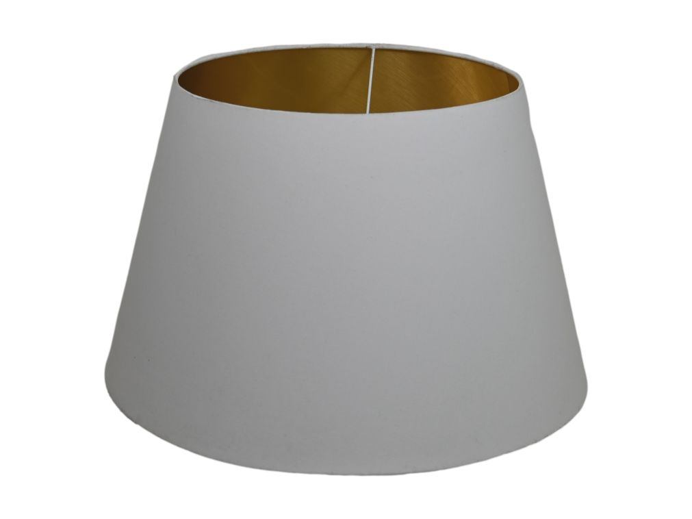 HSM Collection-Ronde Lampenkap Conisch-ø35-ø52x32-Wit|Goud-Katoen