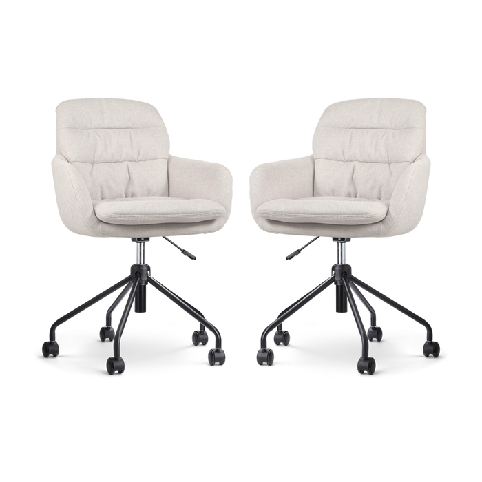 Nolon Nout-Mia Bureaustoelen Set van 2 - Beige - Zwart Onderstel