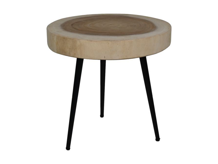 HSM Collection-Ronde Bijzettafel-ø40x51-Naturel|Zwart-Munggur|Metaal