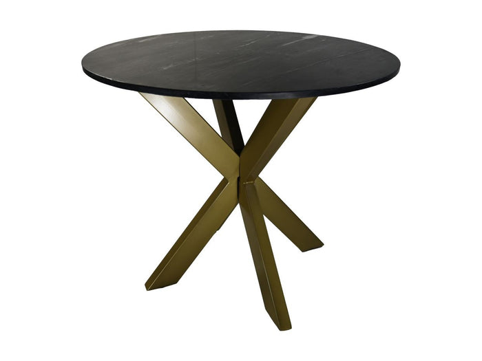 HSM Collection-Ronde Eettafel Marmer-90x90x76-Zwart|Goud-Marmer|Metaal