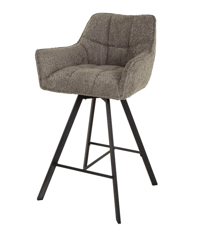 AnLi Style Barstoel raster draaibaar - Bouclé taupe - set van 2