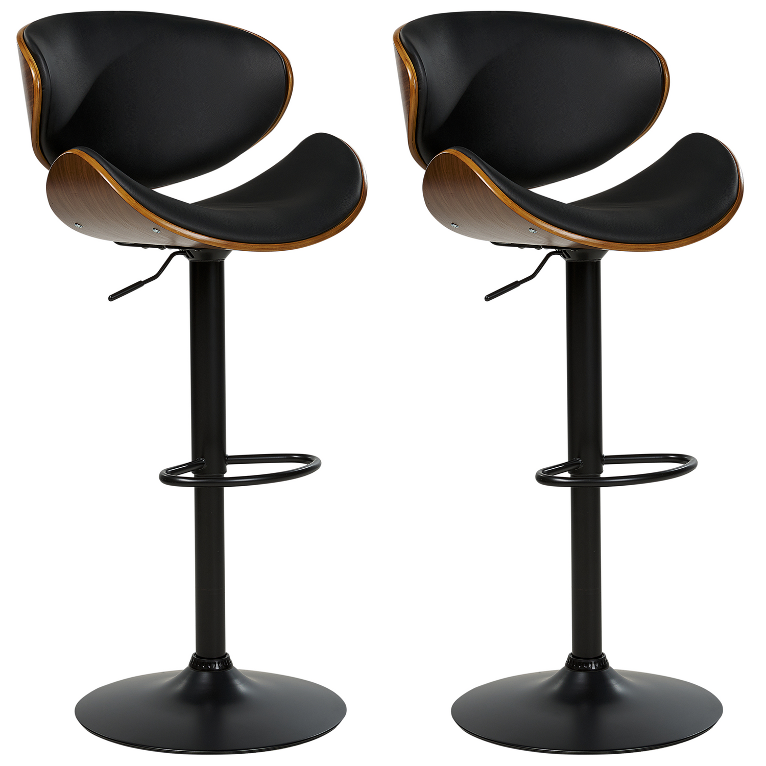 Beliani - ROTTERDAM II - Barkruk verstelbaar - Zwart - Kunstleer