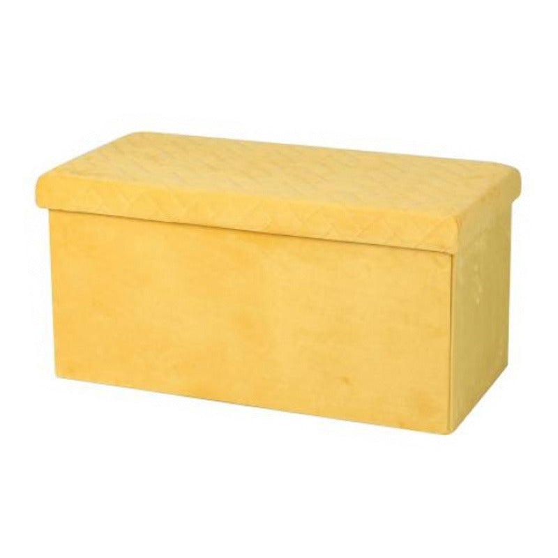 Urban Living poef|hocker|opbergbox - geel - mdf - 76 x 38 x 38 cm