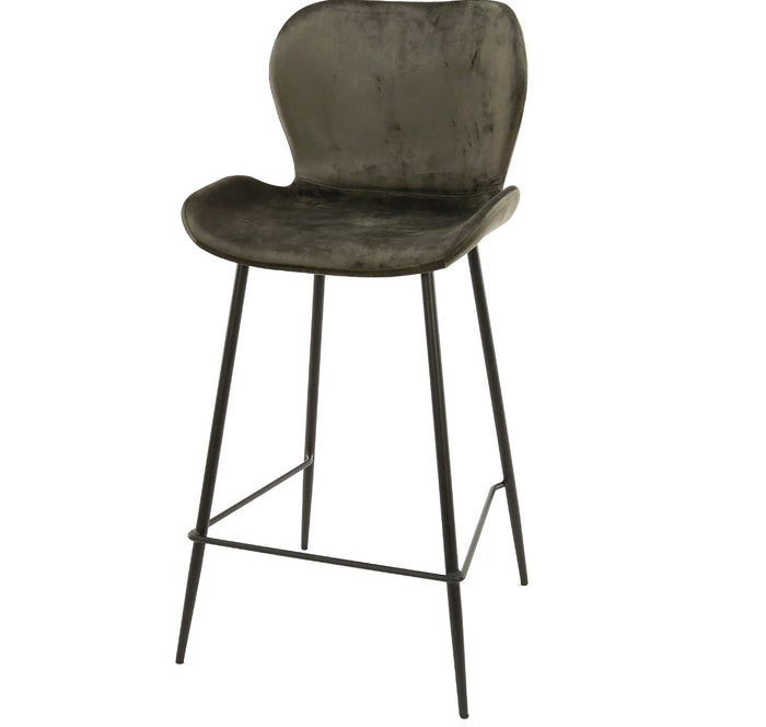 AnLi Style Barstoel ronde buis - Velours groen - set van 4