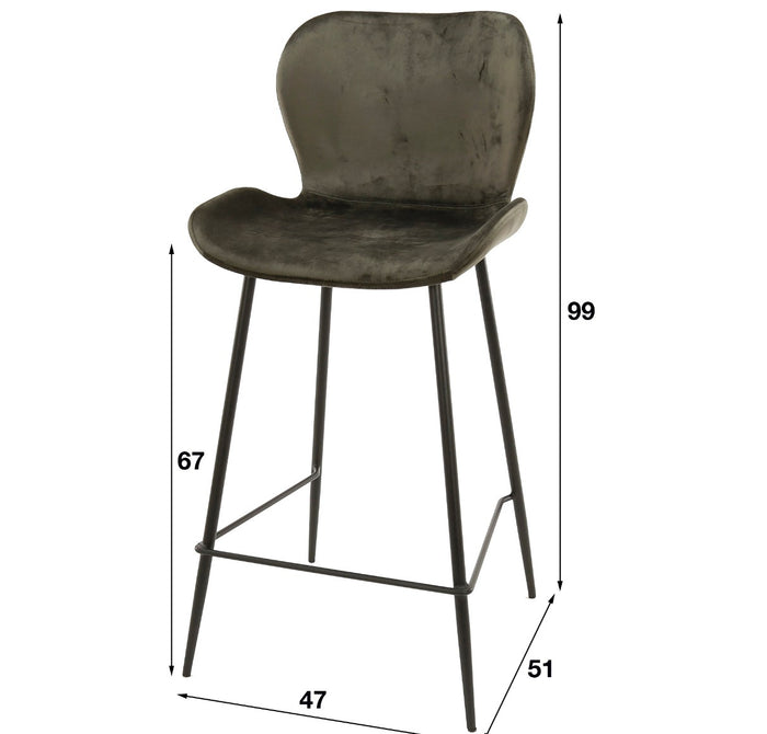 AnLi Style Barstoel ronde buis - Velours groen - set van 4