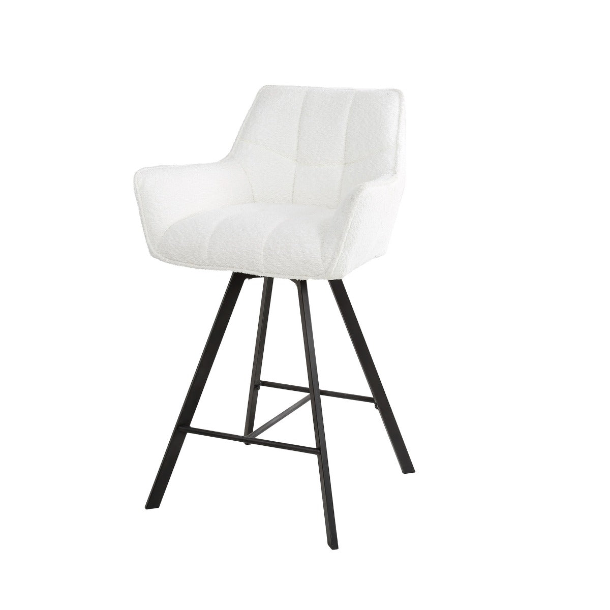 AnLi Style Barstoel raster draaibaar - Bouclé wit - set van 2