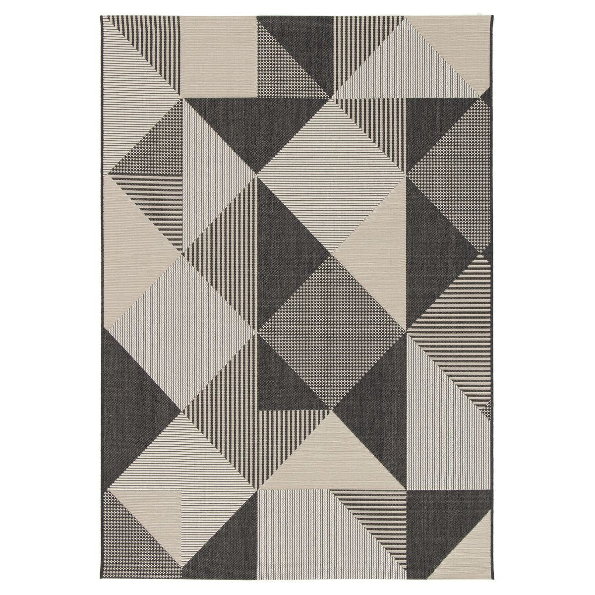 Tapeso Buitenkleed ruiten - Verdance Mesa zwart|beige - 200x290 cm