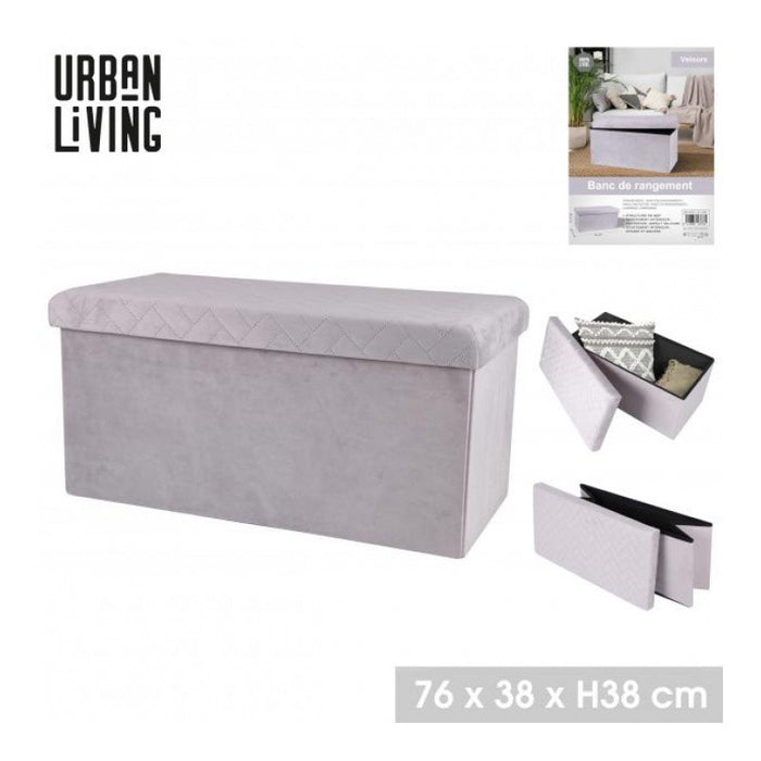 Urban Living poef|hocker|opbergbox - grijs - mdf - 76 x 38 x 38 cm