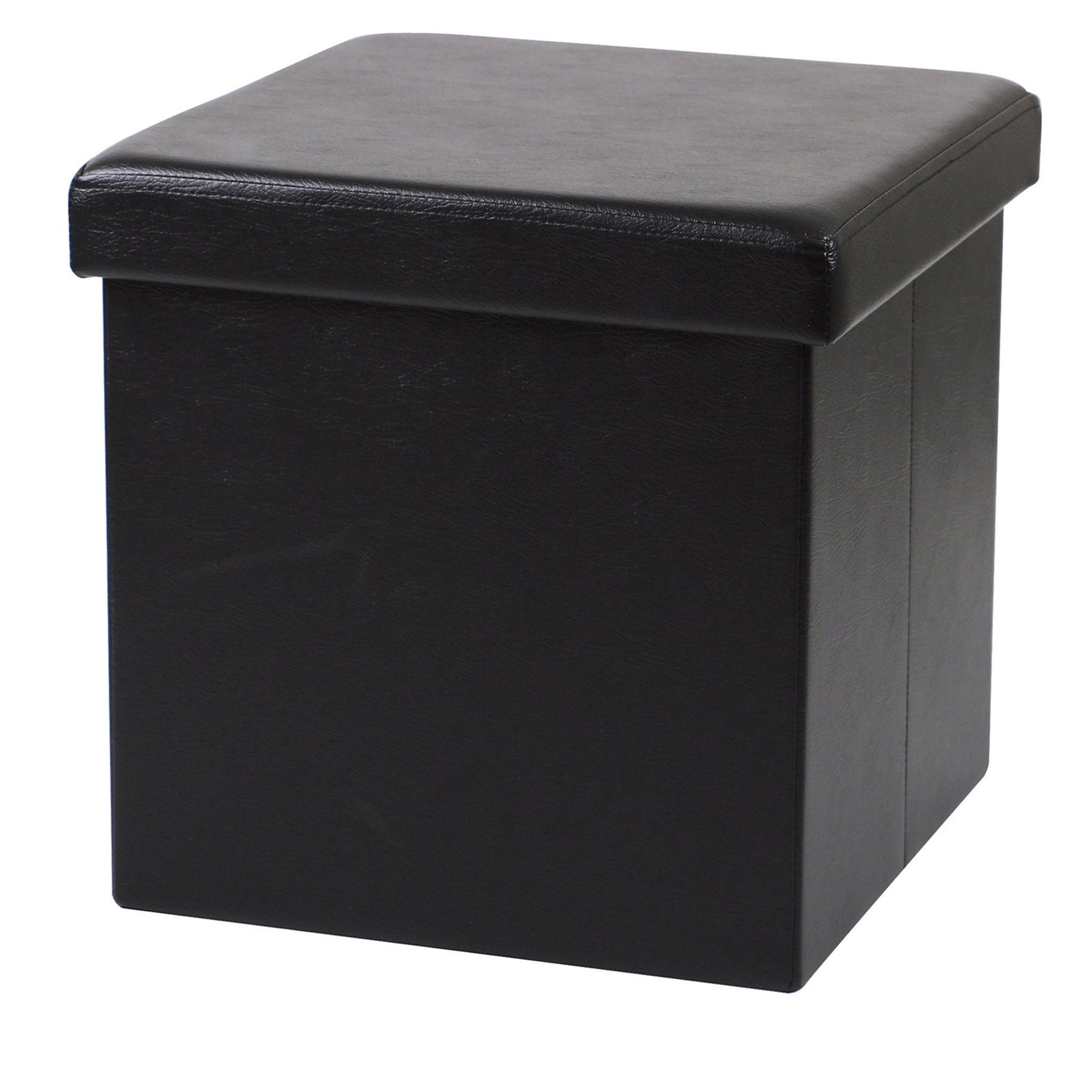 Urban Living poef|hocker|opbergbox - zwart - mdf - 38 x 38 cm