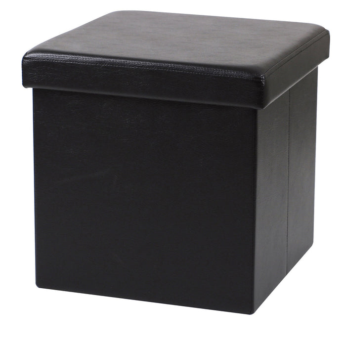 Urban Living poef|hocker|opbergbox - zwart - mdf - 38 x 38 cm