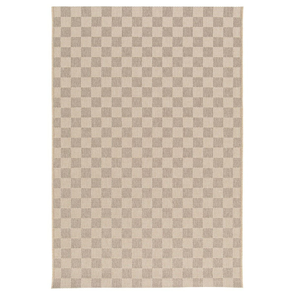 Tapeso Buitenkleed - Bask Check beige|zandkleur - 160x230 cm