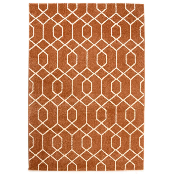 Tapeso Geometrisch vloerkleed - Aria koper - 240x340 cm