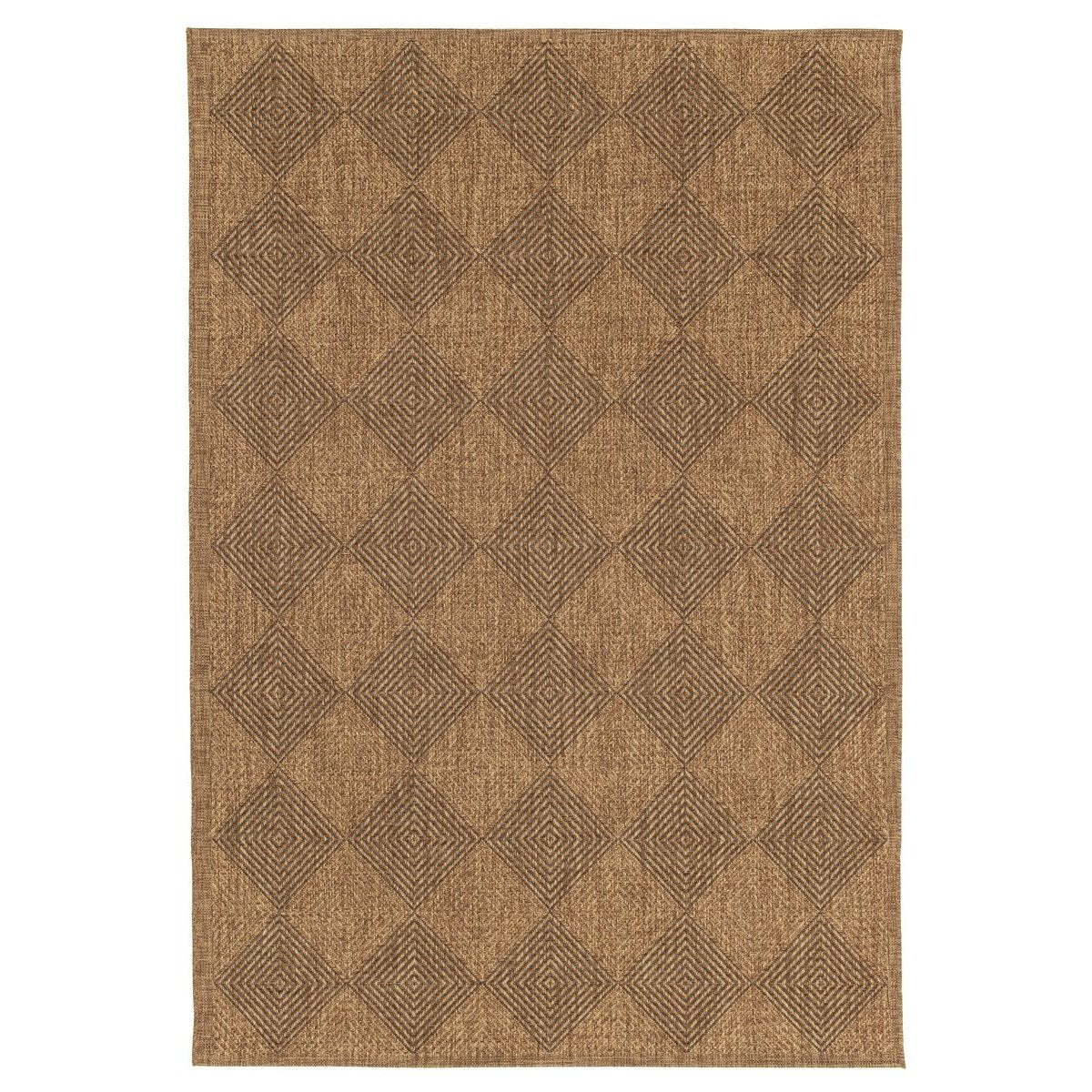 Tapeso Buitenkleed ruiten - Twill Parquet bruin|zwart - 200x290 cm