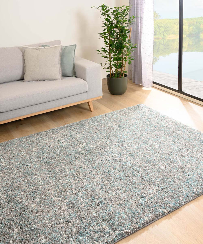 Tapeso Hoogpolig vloerkleed gemêleerd- Blend blauw|grijs - 200x290 cm