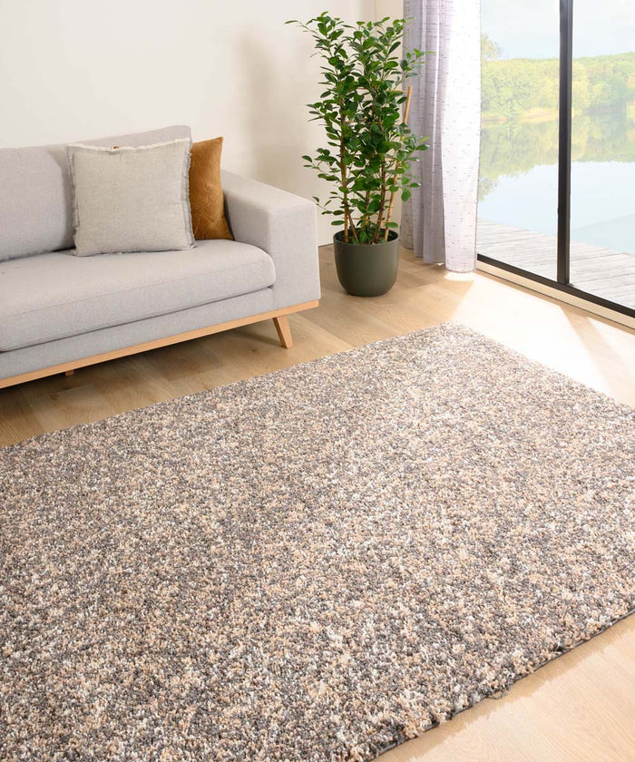 Tapeso Hoogpolig vloerkleed gemêleerd- Blend beige|grijs - 120x170 cm