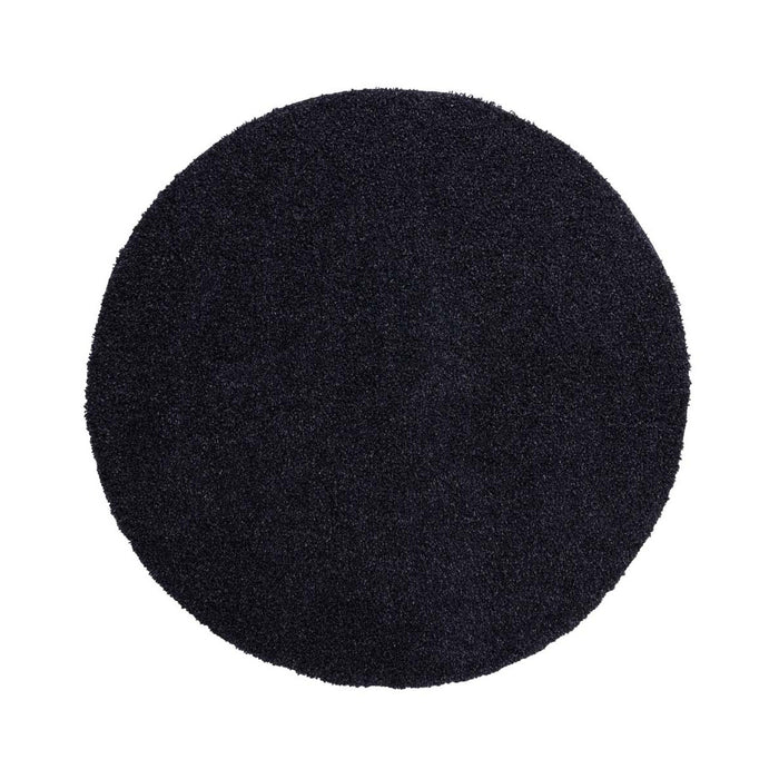 Tapeso Hoogpolig vloerkleed shaggy Trend effen rond - marineblauw -