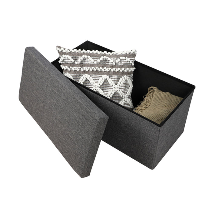 Urban Living poef|hocker|opbergbox - grijs - mdf - 76 x 38 x 38 cm