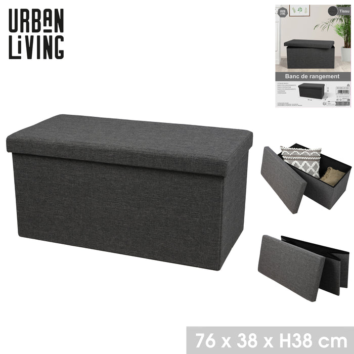 Urban Living poef|hocker|opbergbox - grijs - mdf - 76 x 38 x 38 cm