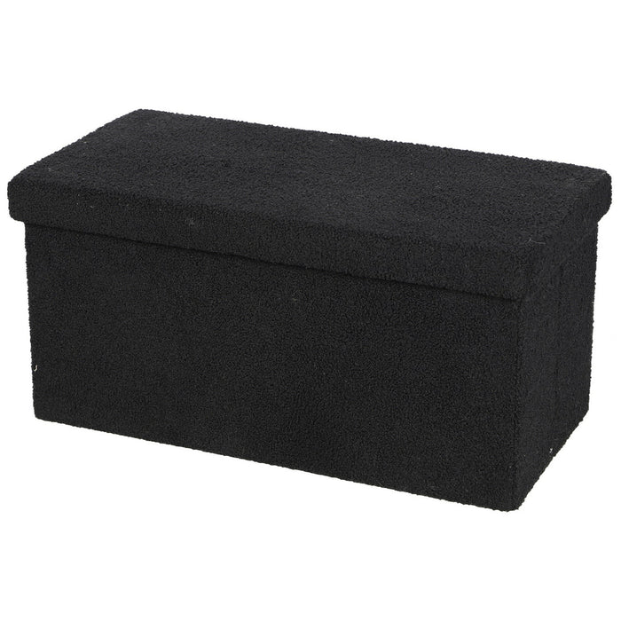 Urban Living poef|hocker|opbergbox - zwart - mdf - 76 x 38 x 38 cm