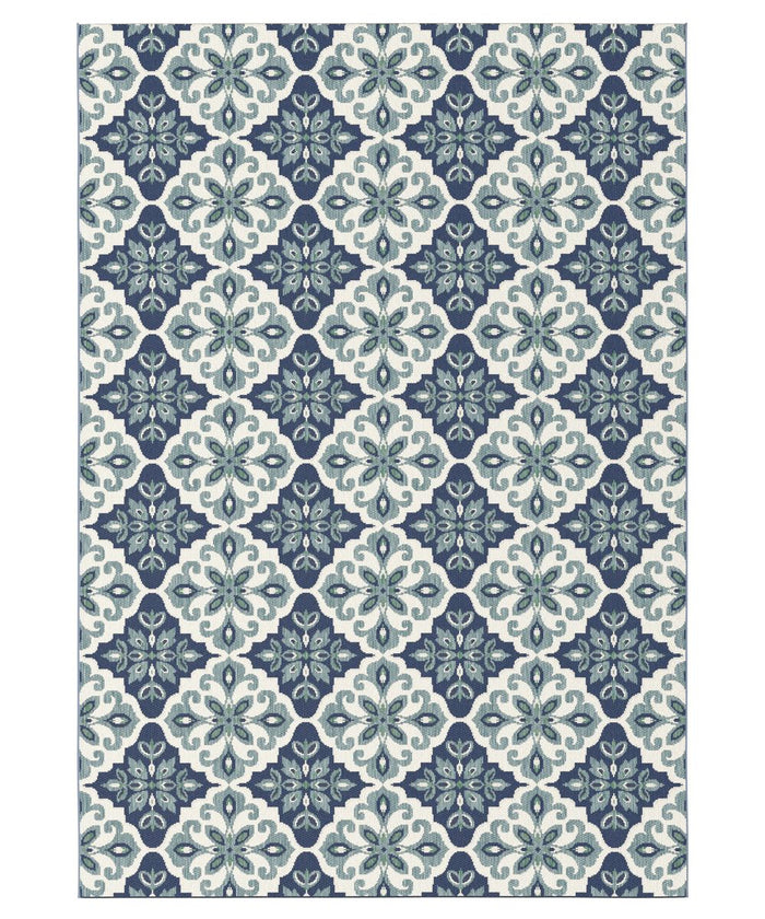 Tapeso Buitenkleed - Bubbly Delft blauw - 200x290 cm