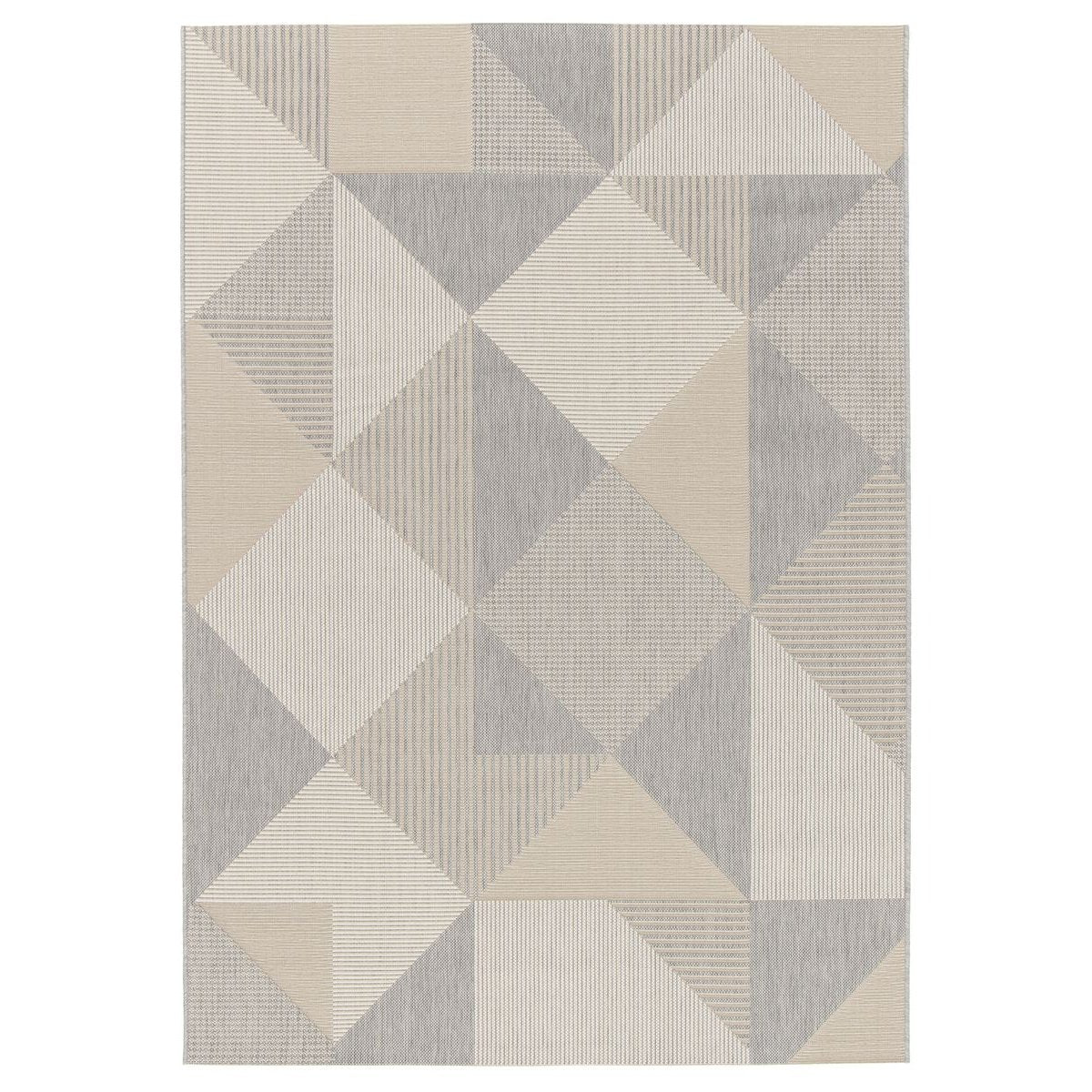 Tapeso Buitenkleed ruiten - Verdance Mesa grijs|beige - 200x290 cm