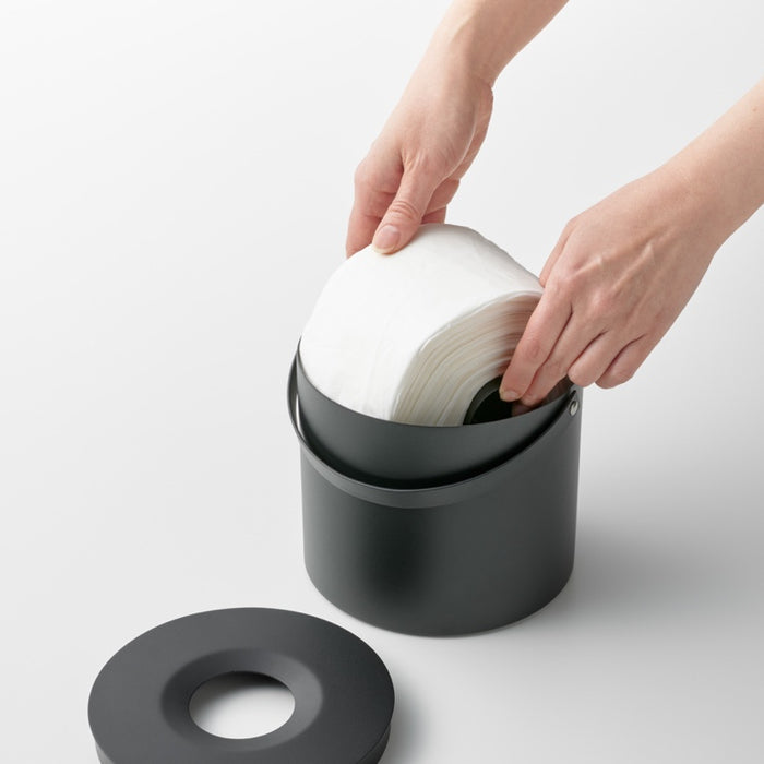 Yamazaki Tissuebox Rond met Handvat - Tower - Zwart