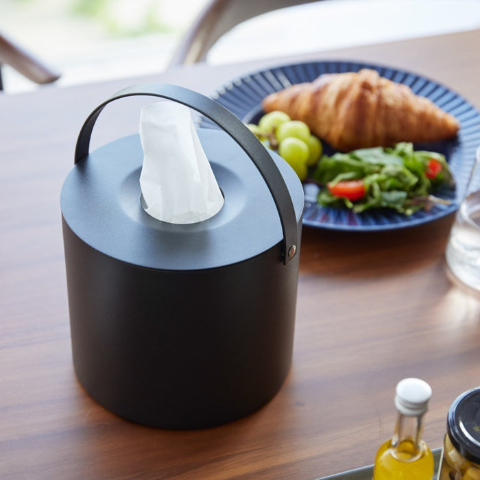 Yamazaki Tissuebox Rond met Handvat - Tower - Zwart