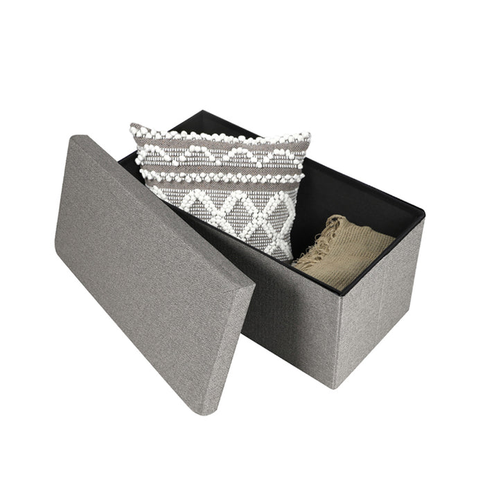 Urban Living poef|hocker|opbergbox - grijs - mdf - 76 x 38 x 38 cm
