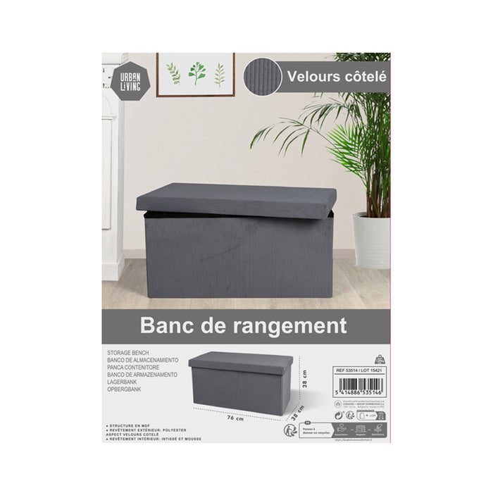 Urban Living poef|hocker|opbergbox - grijs - mdf - 76 x 38 x 38 cm