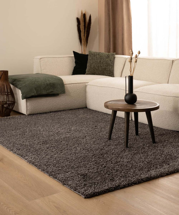 Tapeso Hoogpolig vloerkleed shaggy Trend effen - grijs - 240x340 cm