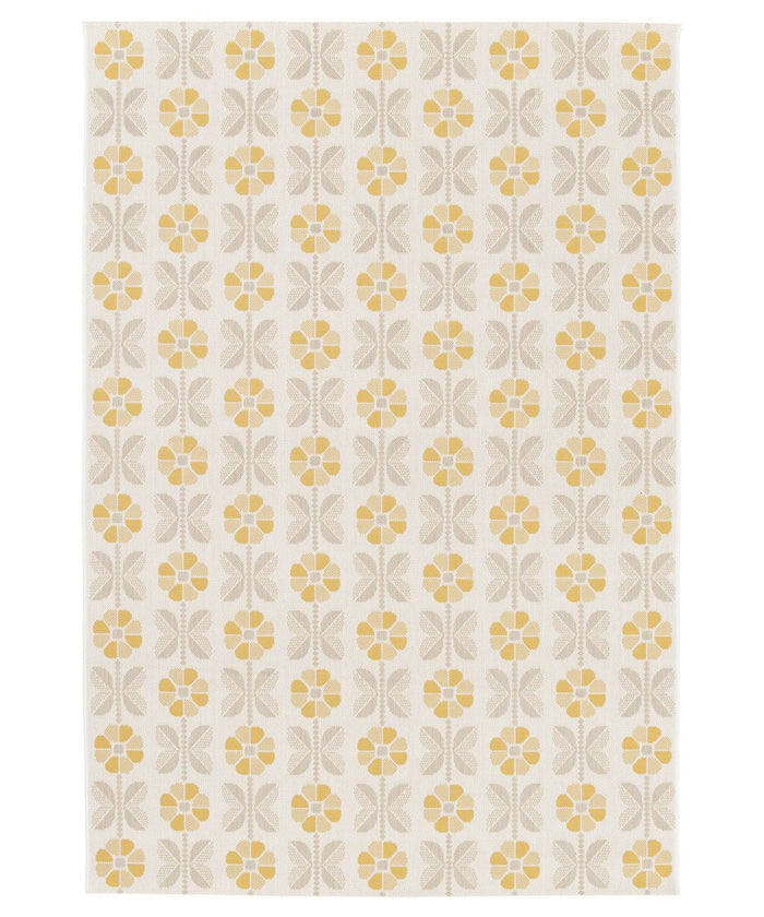 Tapeso Buitenkleed bloemen - Amber Marigold beige|geel - 200x290 cm