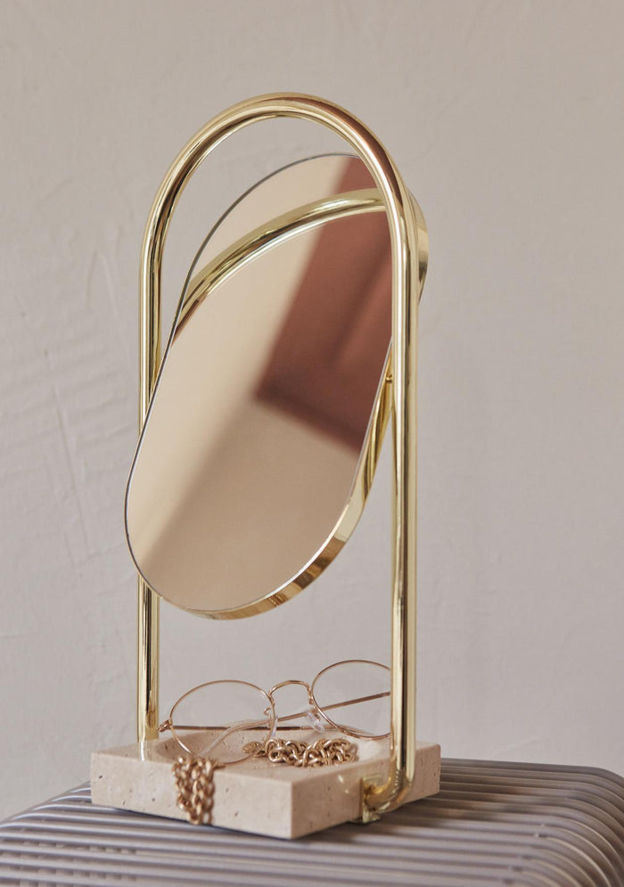 Angui spiegel zwart tafelspiegel ovaal