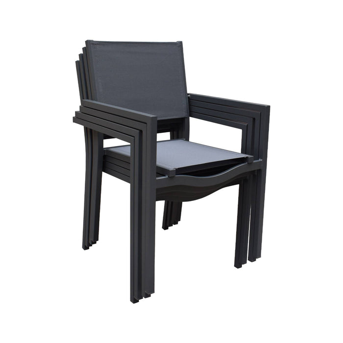 sweeek - Aluminium en textilene stapelbare tuinstoel (set van 4)