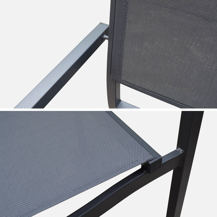 sweeek - Aluminium en textilene stapelbare tuinstoel (set van 4)