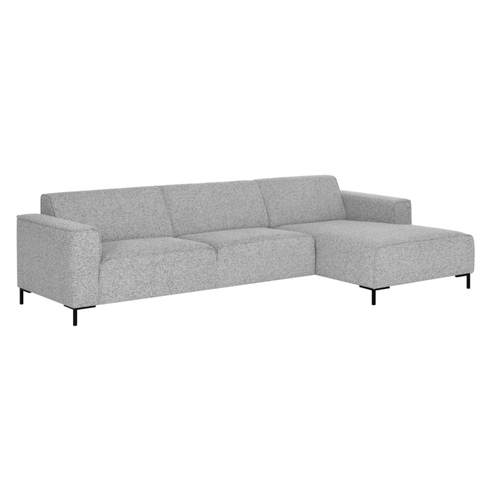 by fonQ Loft Hoekbank met Chaise Longue Rechts - Chenille Melange - Grijs
