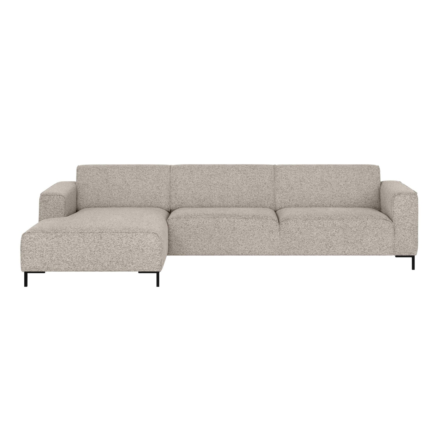 by fonQ Loft Hoekbank met Chaise Longue Links - Chenille Melange - Grijs