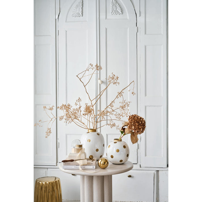 Pip Studio Vaas Dots - Bloemenvaas van Metaal - Wit| Goud - 32cm