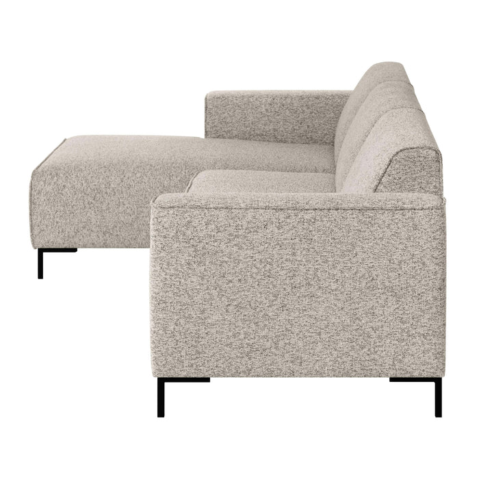by fonQ Loft Hoekbank met Chaise Longue Links - Chenille Melange - Grijs