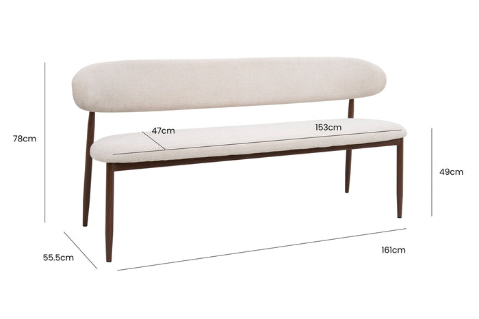 Giga Meubel - Eetkamerbank - Beige|Walnoot - 160x55x77cm - Alexia