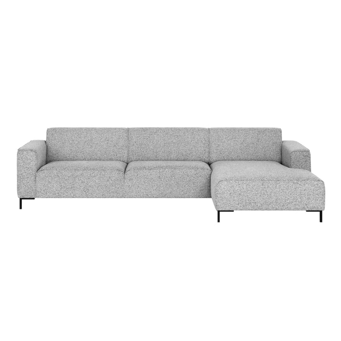 by fonQ Loft Hoekbank met Chaise Longue Rechts - Chenille Melange - Grijs