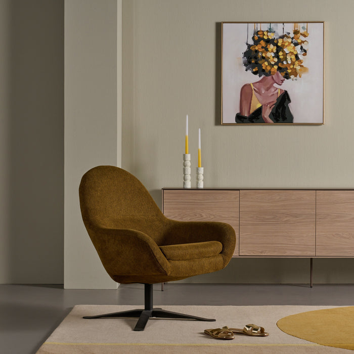 Draaifauteuil Skye - Oker - Textiel - 83x77x90cm (BxHxD)