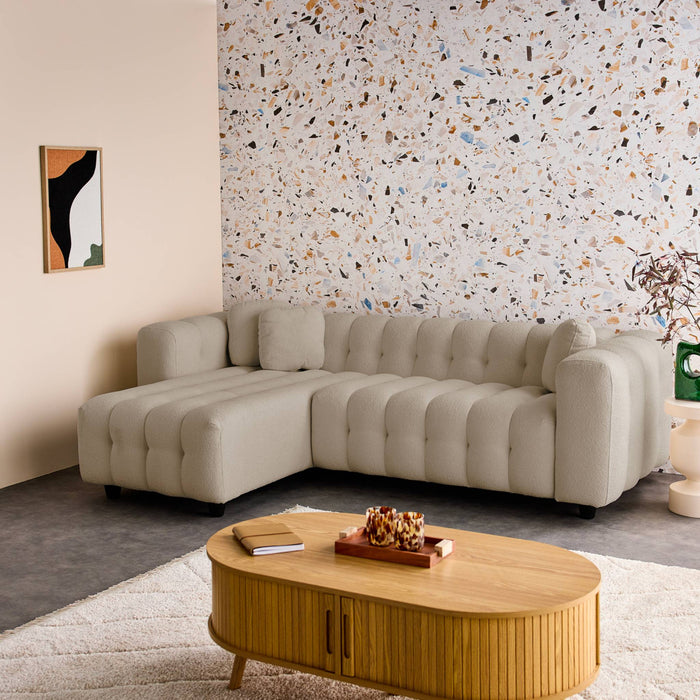 sweeek - Verstelbare hoekbank, boucléstof